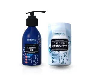 Holista Olej z Łososia 100ml + Węglan wapnia 250g
