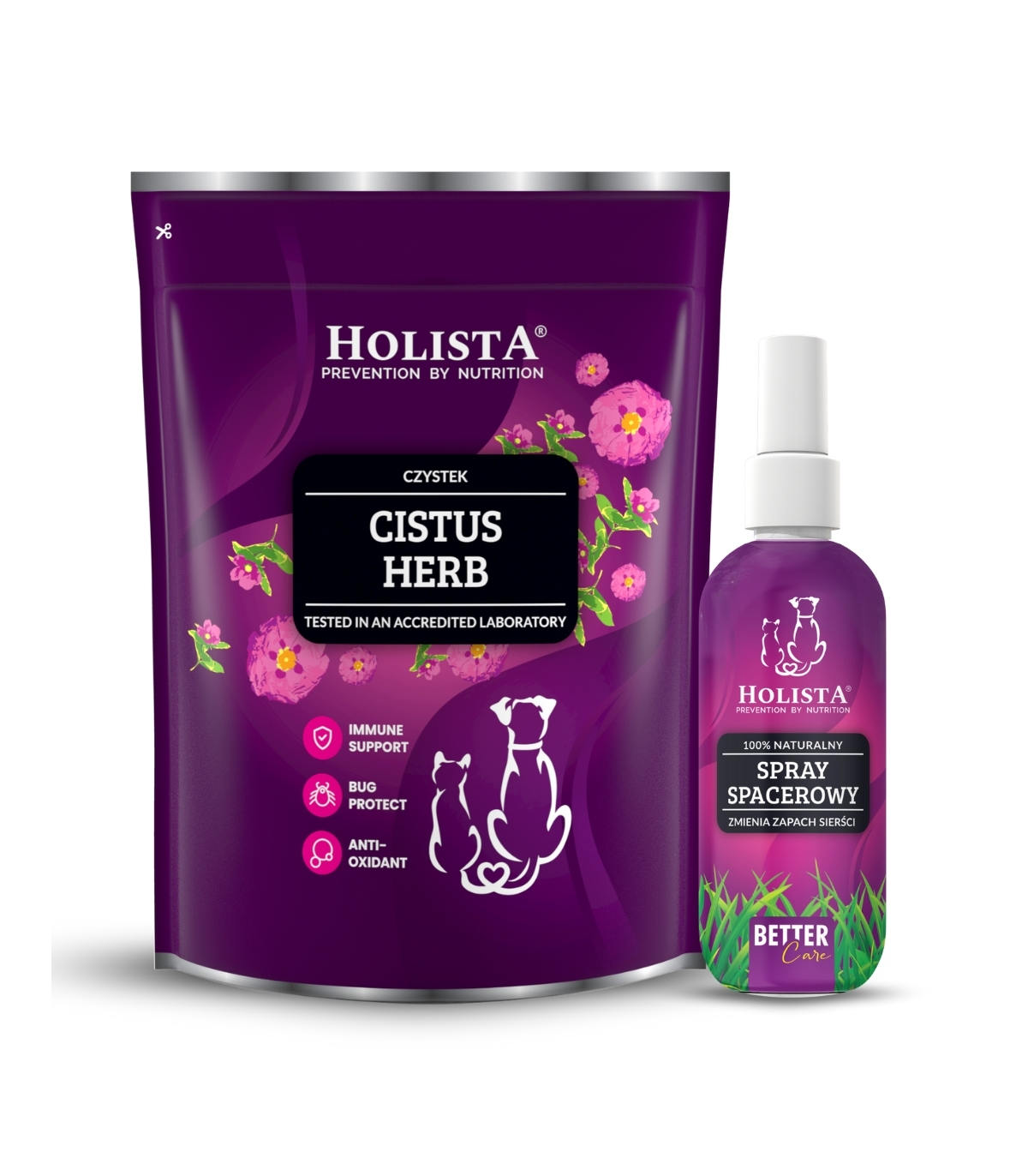 Holista Spray spacerowy 100ml + Czystek dla psa i kota 500g