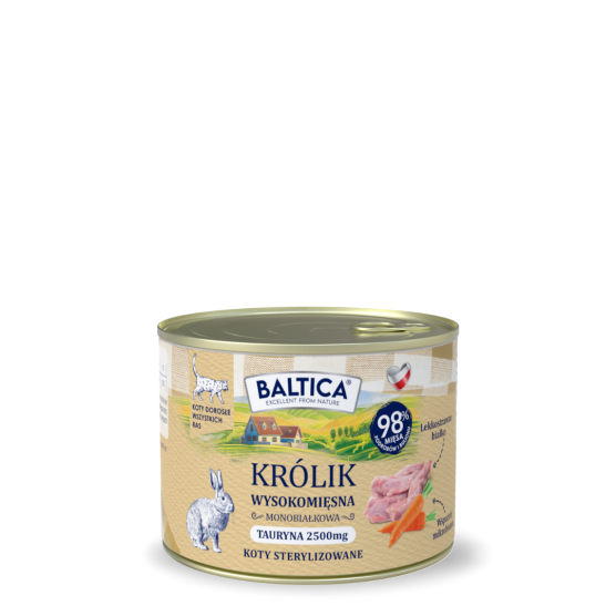 Karma mokra dla kota Królik Monobiałkowa 185g