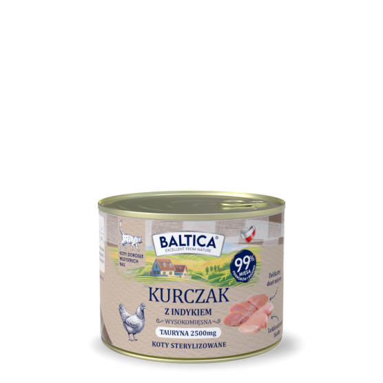 Karma mokra dla kotów Kurczak z indykiem 185g