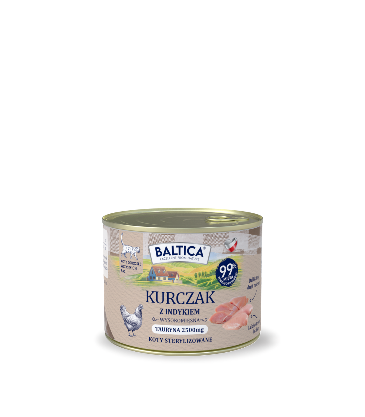 Karma mokra dla kotów Kurczak z indykiem 185g