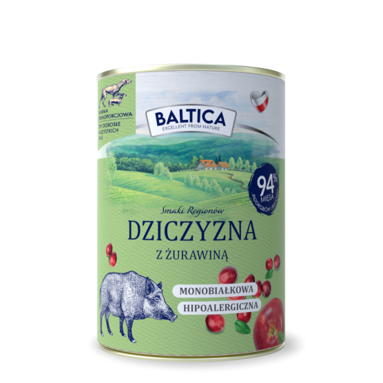 Karma mokra dla psa Dziczyzna z żurawiną Monoproteina 400g