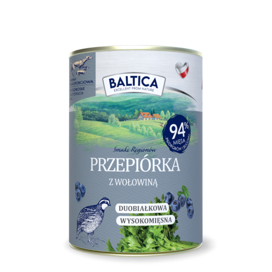 Karma mokra dla psa Przepiórka z wołowiną Duoproteina 400g