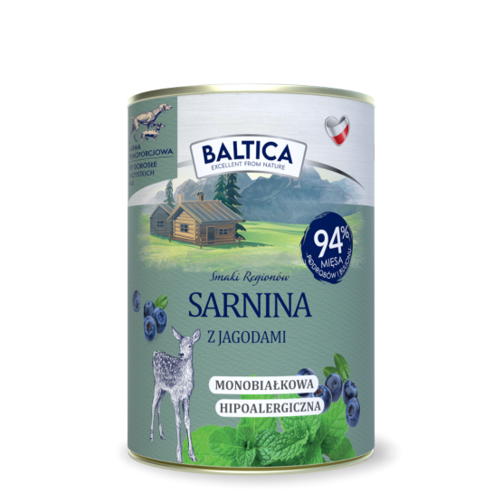 Karma mokra dla psa Sarnina z jagodą Monoproteina 400g