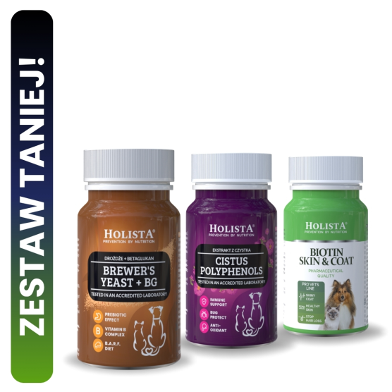 Czystek dla psa i kota + Drożdże browarnicze + Biotin Skin & Coat 90 tabletek 20% TANIEJ!