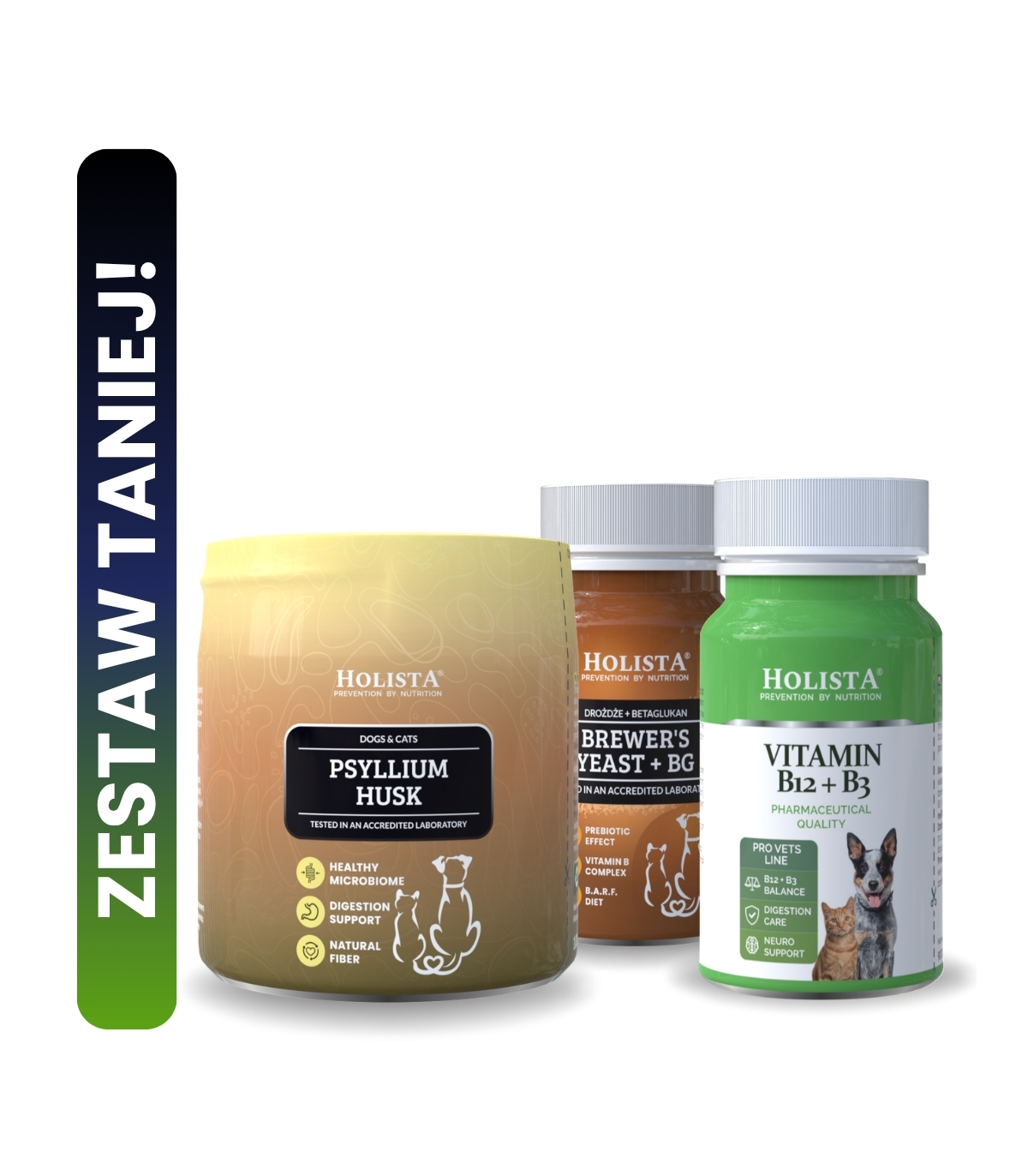 Witamina B12 + B3 dla psa i kota + Drożdże browarnicze + Psyllium Husk 25% TANIEJ!