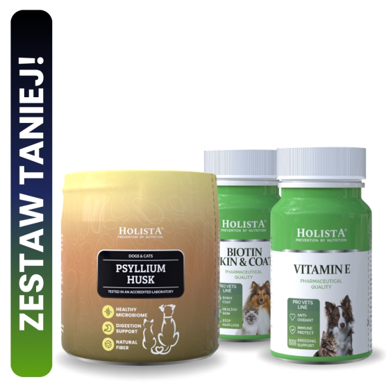 Witamina E dla psa i kota + Biotyna w tabletkach + Psyllium Husk 25% TANIEJ!
