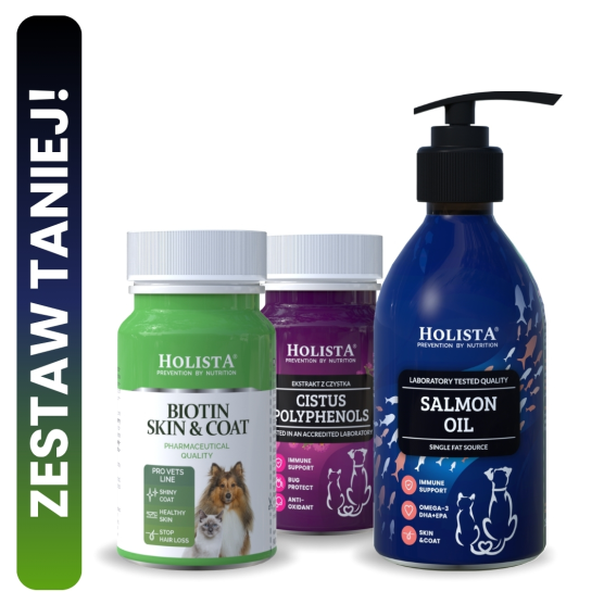 Biotin Skin & Coat + Czystek w tabletkach + Olej Omega3 250ml 25% TANIEJ!