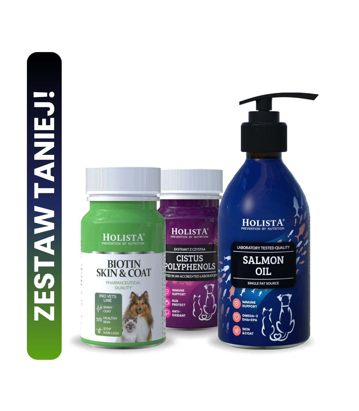 Biotin Skin & Coat + Czystek w tabletkach + Olej Omega3 250ml 25% TANIEJ!