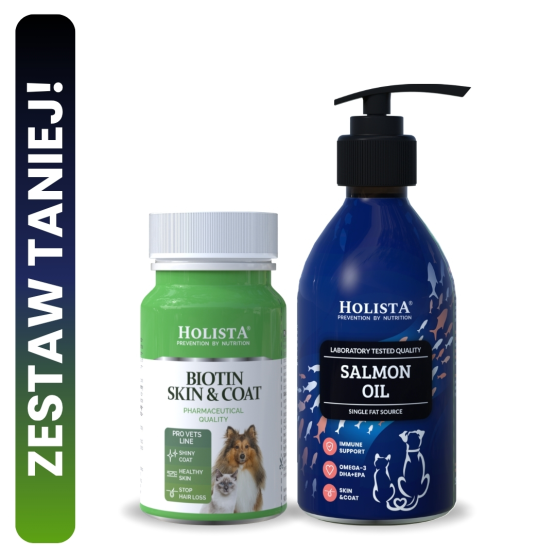 Biotin Skin & Coat w tabletkach + Olej Omega3 250ml 25% TANIEJ!