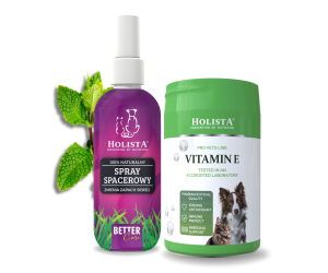 Naturalny spray na kleszcze 100ml + Witamina E dla psa i kota 200g