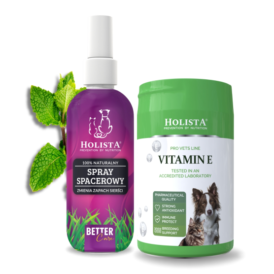 Naturalny spray na kleszcze 100ml + Witamina E dla psa i kota 200g