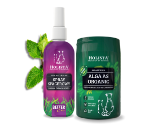 Naturalny spray na kleszcze 100ml + Alga morska dla psa i kota 250g