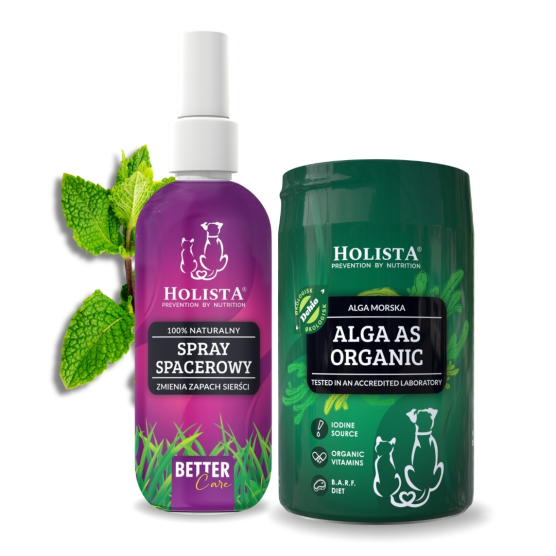 Naturalny spray na kleszcze 100ml + Alga morska dla psa i kota 250g