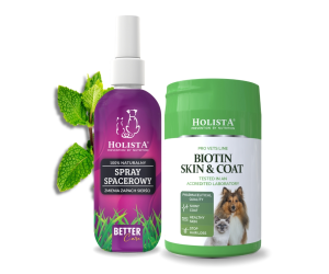 Naturalny spray na kleszcze 100ml + Biotin Skin & Coat 200g