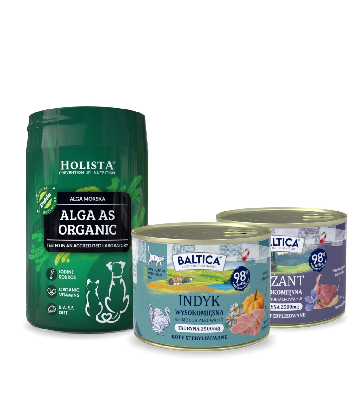 Karma mokra dla kota Bażant Monoproteina 185g + Indyk Monoproteina 185g + Alga organiczna 250g