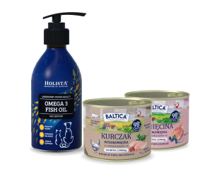 Karma mokra dla kota Kurczak Monoproteina 185g + Jagnięcina Monobiałkowa 185g + Olej Omega3 250ml
