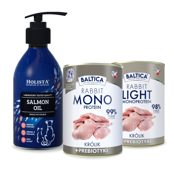 Karma mokra dla psa Królik Monoproteina 400g + Królik Light o obniżonej zawartości tłuszczu 400g