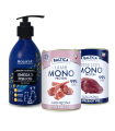 Karma mokra dla psa Jagnięcina Monoproteina 400g + Dziczyzna Monoproteina 400g + Olej Omega3 250ml