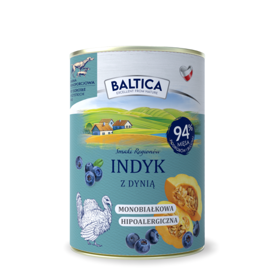 Karma mokra dla psa Indyk Monoproteina 400g + Kaczka monoproteina 400g + Drożdże browarnicze 200g