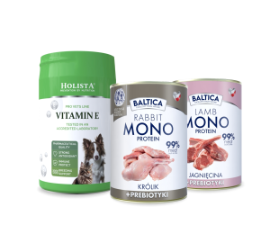 Karma mokra dla psa Królik Monoproteina 400g + Jagnięcina Monoproteina 400g + Witamina E 200g