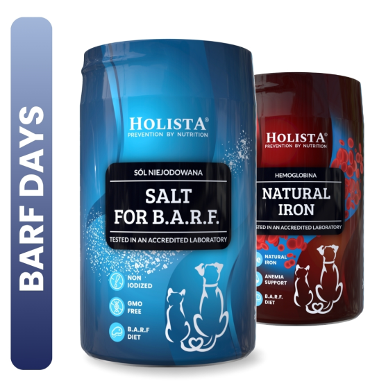 Sól do diety BARF 400g + Naturalne żelazo dla psa i kota 180g 40% TANIEJ