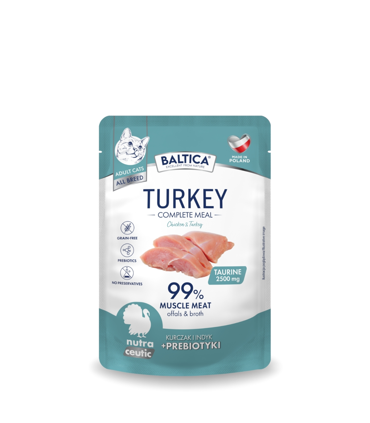 Karma mokra kurczak z indykiem dla kota 100g - Baltica Nutraceutic
